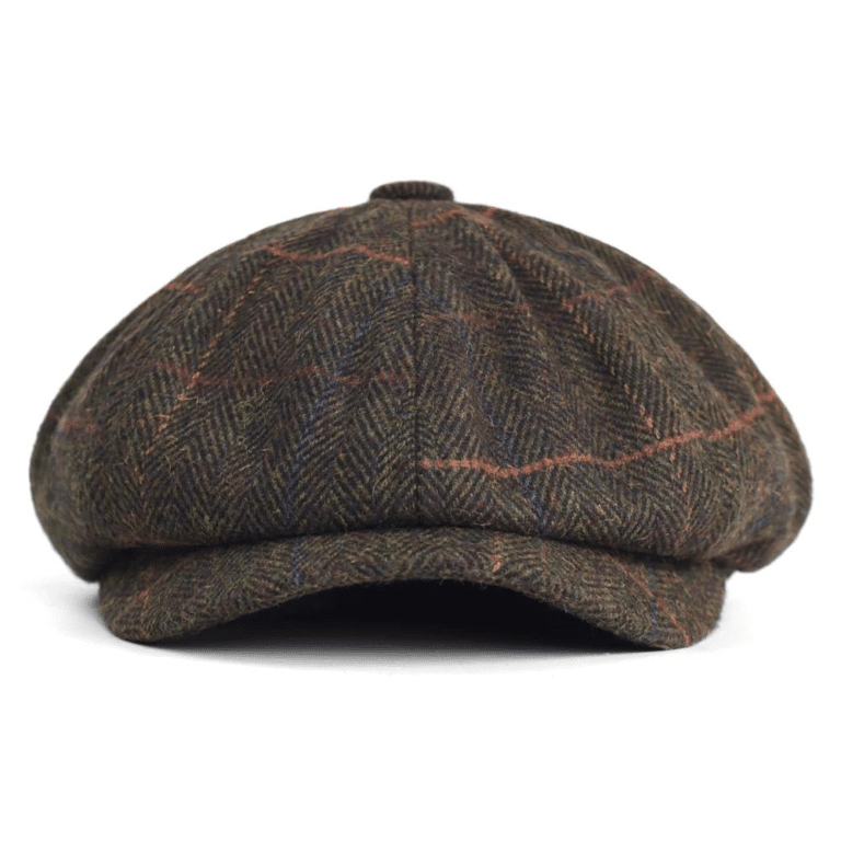 Casquette Bébé Gap En Laine Gris Avec Bordure Cuir Marron - Taille S/M